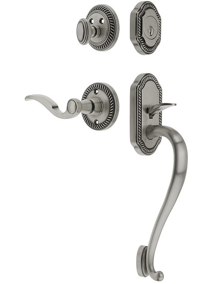 Newport Entry Lock Set in Antique Pewter Finish with Right-Handed Bellagio Lever and